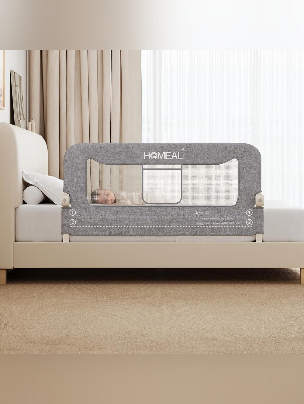 BNIB - HOMEAL - 47" Adjustable Toddler Baby Bed Rail Safety Guard